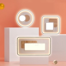Trä Dimbar Modern, Modern Nordisk Stil Infälld Rund Taklampa Med Fjärrkontroll Kan Även Användas Som Vägglampa
