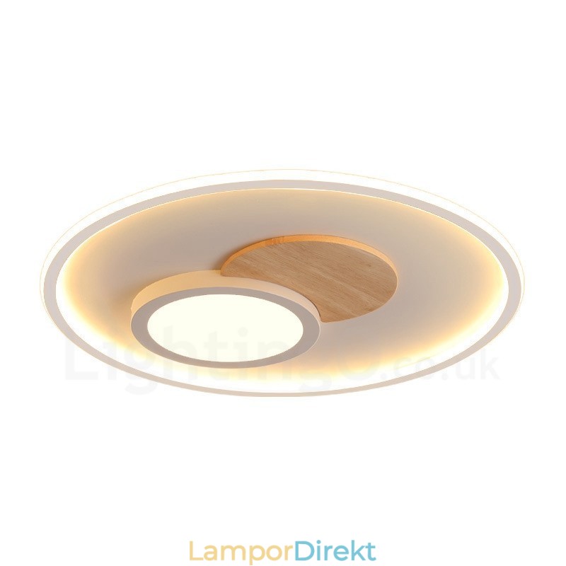Trä Dimbar Modern, Modern Nordisk Stil Infälld Rund Taklampa Med Fjärrkontroll Kan Även Användas Som Vägglampa