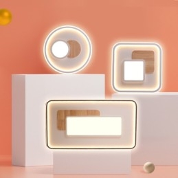 Trä Dimbar Modern Modern Nordisk Stil Rektangel Infälld Taklampa Med Fjärrkontroll Kan Även Användas Som Vägglampa