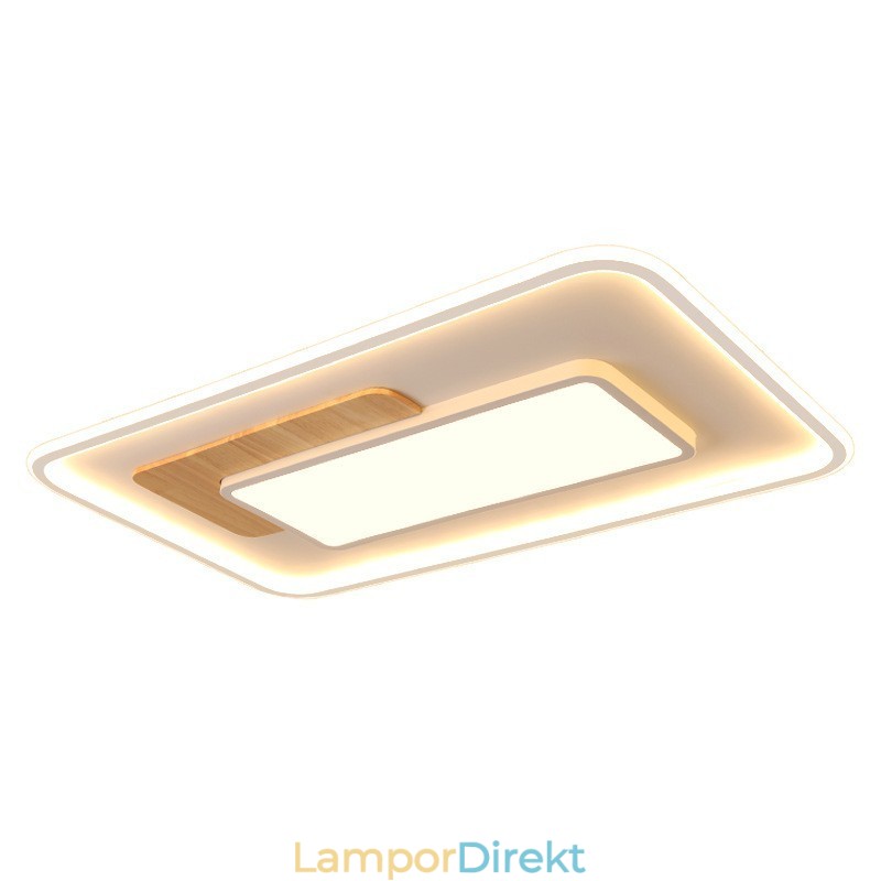 Trä Dimbar Modern Modern Nordisk Stil Rektangel Infälld Taklampa Med Fjärrkontroll Kan Även Användas Som Vägglampa