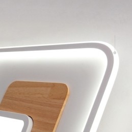 Trä Dimbar Modern Modern Nordisk Stil Rektangel Infälld Taklampa Med Fjärrkontroll Kan Även Användas Som Vägglampa