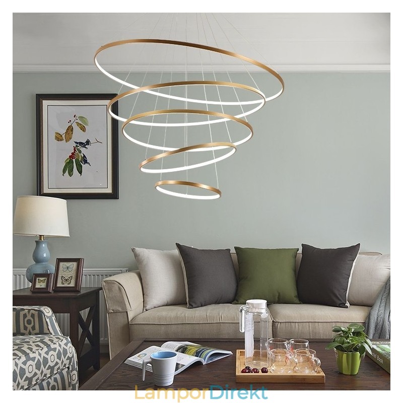 Stora 4 Ringar 5 Ringar Svart Vitguld Pendelljus Modern Design
