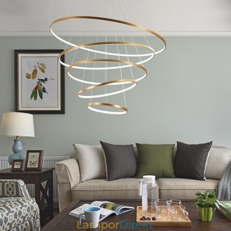Stora 4 Ringar 5 Ringar Svart Vitguld Pendelljus Modern Design Stora 4 Ringar 5 Ringar Svart Vitguld Pendelljus Modern Design