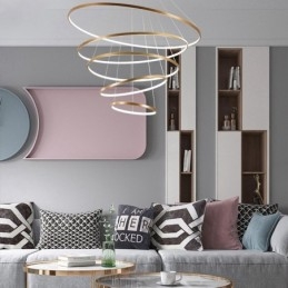 Stora 4 Ringar 5 Ringar Svart Vitguld Pendelljus Modern Design