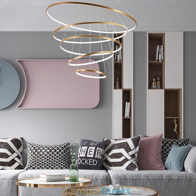 Stora 4 Ringar 5 Ringar Svart Vitguld Pendelljus Modern Design