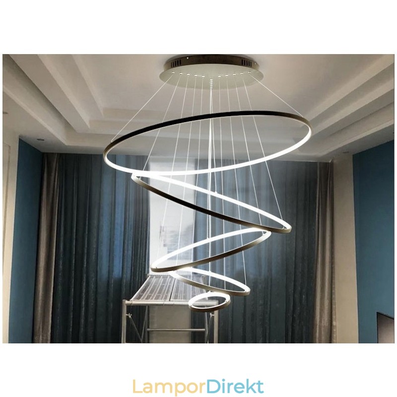 Stora 4 Ringar 5 Ringar Svart Vitguld Pendelljus Modern Design