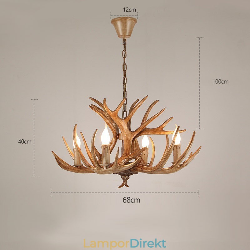 4 Ljus Rustik Konstnärlig Retro Antler Antik Ljuskrona