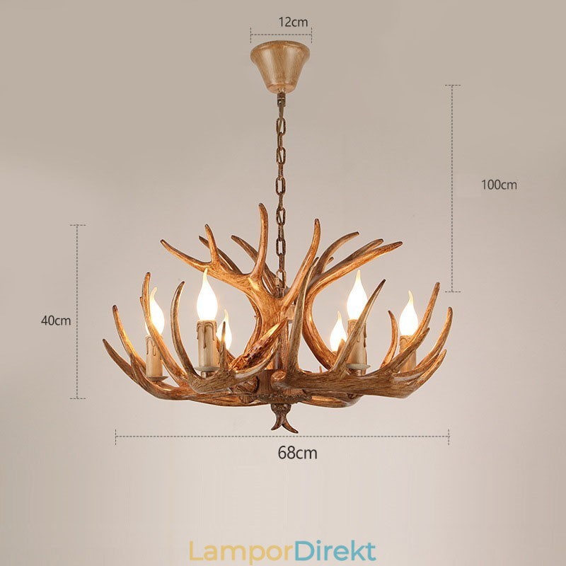 6 Ljus Rustik Konstnärlig Retro Antler Antik Ljuskrona