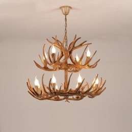 12 (8+4) Light 2 Tiers Rustik Konstnärlig Retro Antler Antik Ljuskrona