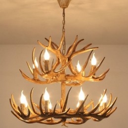 12 (8+4) Light 2 Tiers Rustik Konstnärlig Retro Antler Antik Ljuskrona
