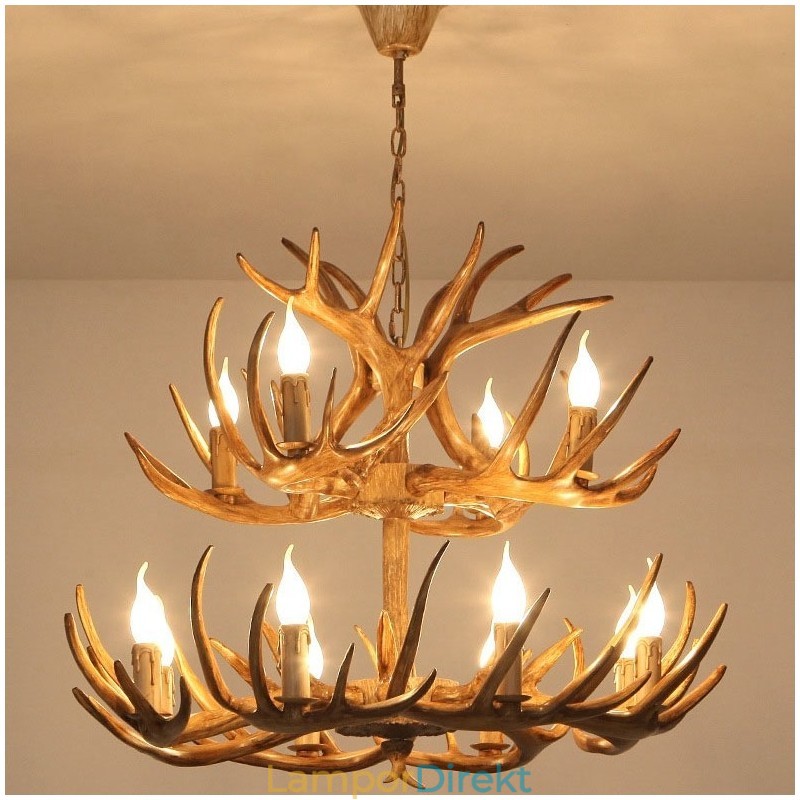 12 (8+4) Light 2 Tiers Rustik Konstnärlig Retro Antler Antik Ljuskrona
