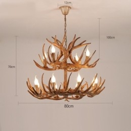 12 (8+4) Light 2 Tiers Rustik Konstnärlig Retro Antler Antik Ljuskrona