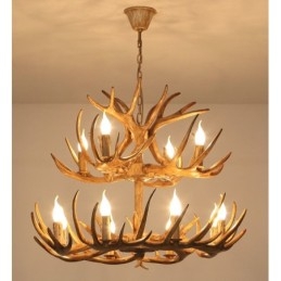 12 (8+4) Light 2 Tiers Rustik Konstnärlig Retro Antler Antik Ljuskrona