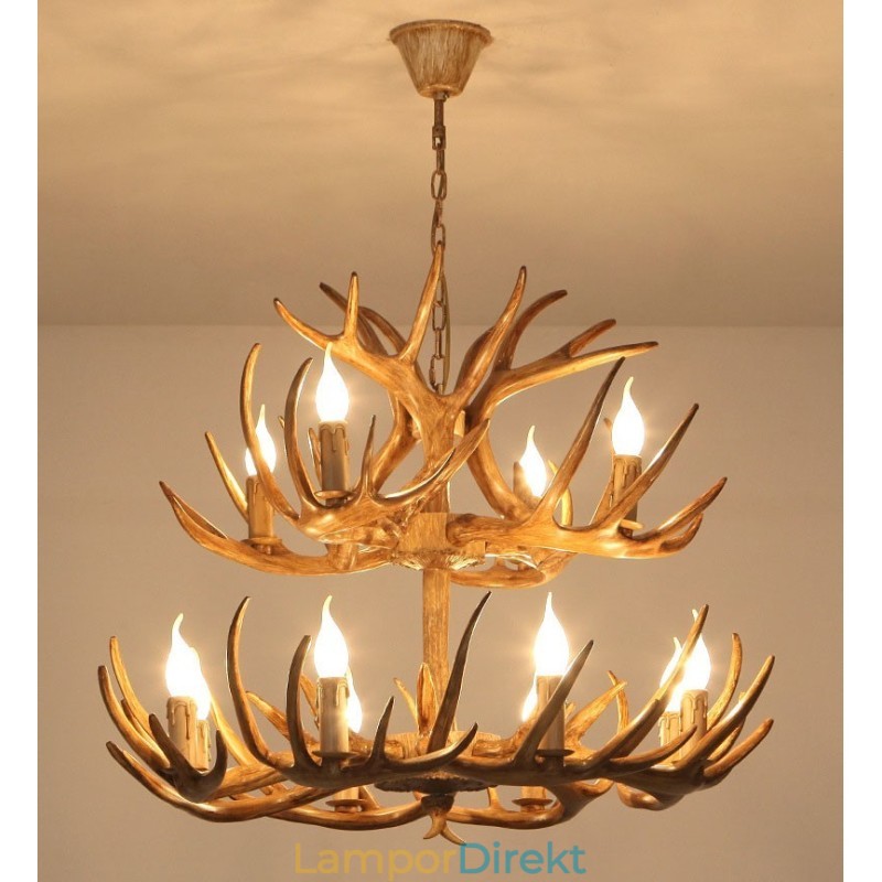 12 (8+4) Light 2 Tiers Rustik Konstnärlig Retro Antler Antik Ljuskrona