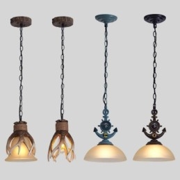 En Ljus Svart Rustik Konstnärlig Retro Antik Taklampa Med Glasskärm