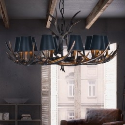 Retro Antler Antik Ljuskrona Med Skärmar
