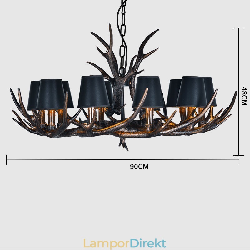 Retro Antler Antik Ljuskrona Med Skärmar
