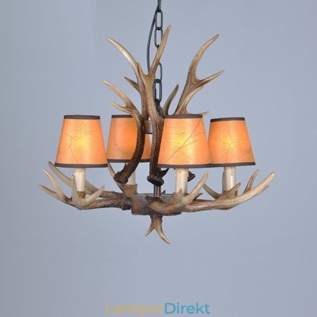4 Ljus Rustik Konstnärlig Retro Horn Antik Ljuskrona Med Skärmar 4 Ljus Rustik Konstnärlig Retro Horn Antik Ljuskrona Med Skärmar