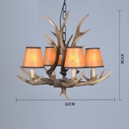 4 Ljus Rustik Konstnärlig Retro Horn Antik Ljuskrona Med Skärmar