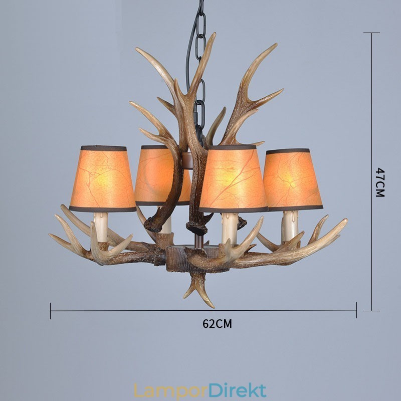 4 Ljus Rustik Konstnärlig Retro Horn Antik Ljuskrona Med Skärmar