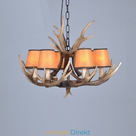 6 Ljus Rustik Konstnärlig Retro Horn Antik Ljuskrona Med Skärmar 6 Ljus Rustik Konstnärlig Retro Horn Antik Ljuskrona Med Skärmar