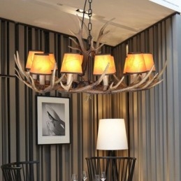Retro Antler Antik Ljuskrona Med Skärmar