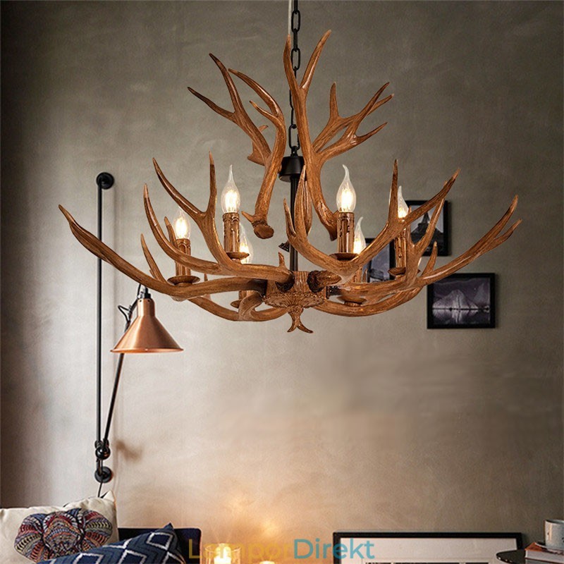 6 Ljus Rustik Konstnärlig Retro Antler Antik Ljuskrona