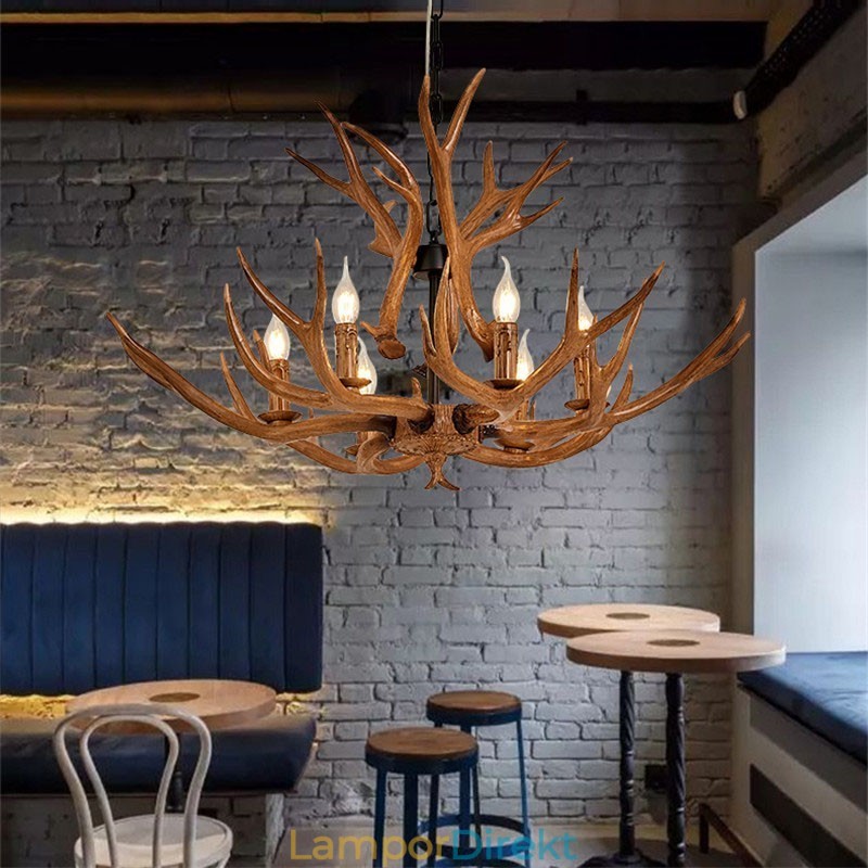 6 Ljus Rustik Konstnärlig Retro Antler Antik Ljuskrona