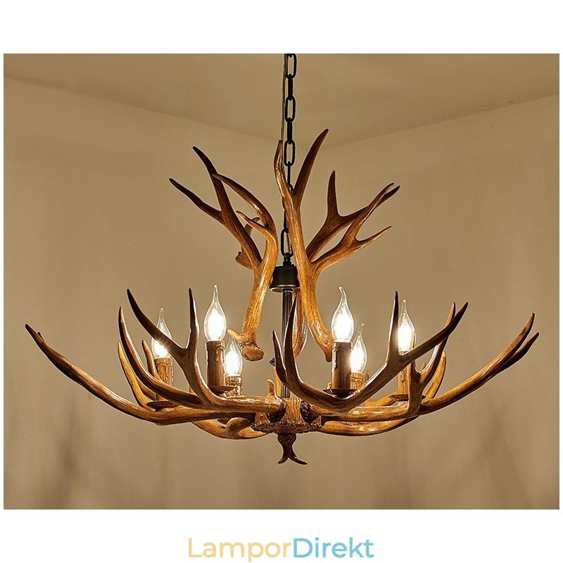 6 Ljus Rustik Konstnärlig Retro Antler Antik Ljuskrona