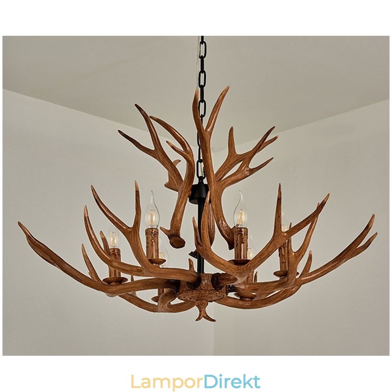 6 Ljus Rustik Konstnärlig Retro Antler Antik Ljuskrona