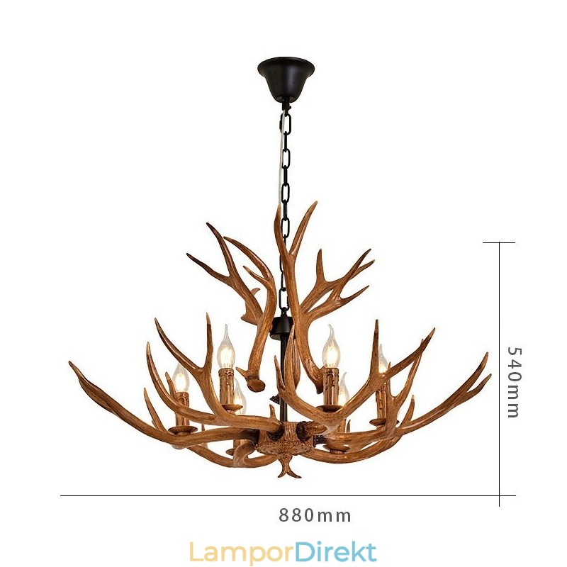 6 Ljus Rustik Konstnärlig Retro Antler Antik Ljuskrona