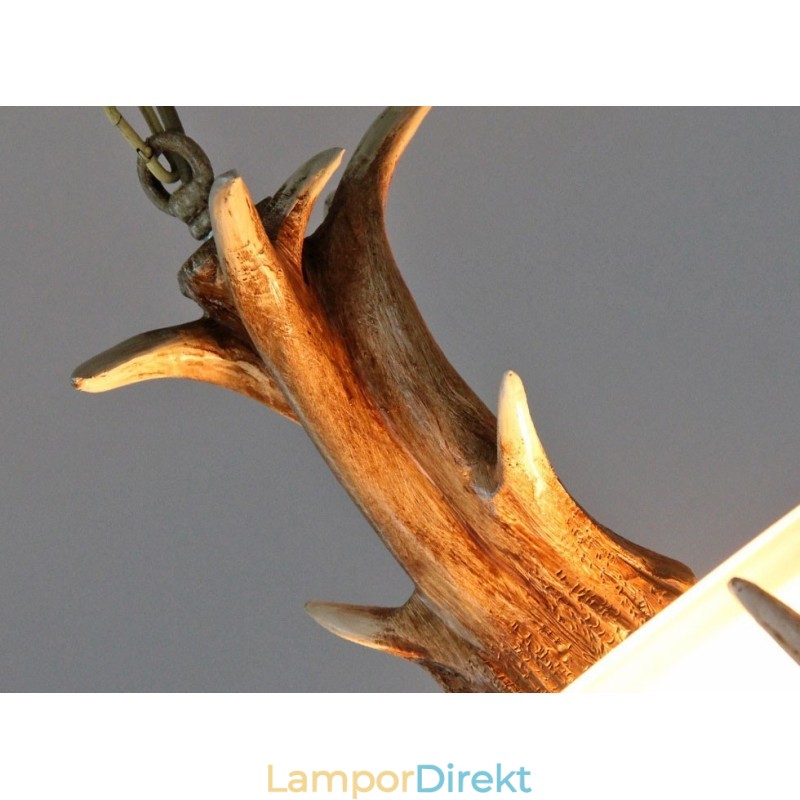 One Light Rustik Konstnärlig Retro Antler Antik Pendellampa Med Glasskärm