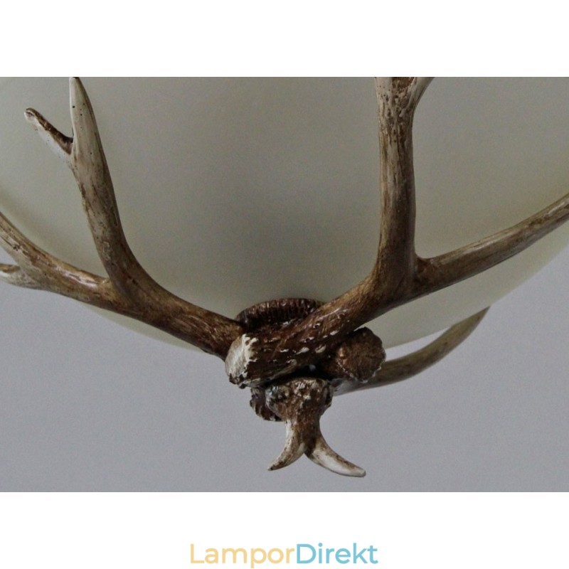 One Light Rustik Konstnärlig Retro Antler Antik Pendellampa Med Glasskärm