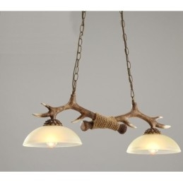 2 Ljusbrun Rustik Konstnärlig Retro Antler Antik Pendellampa Med Glasskärm