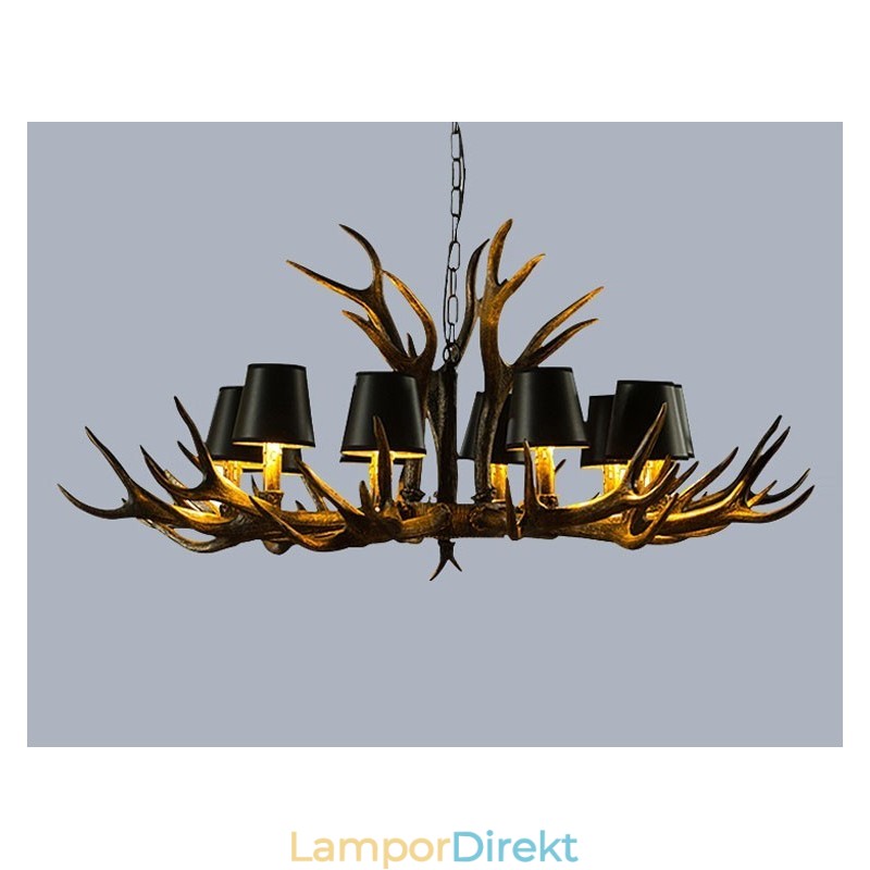 Retro Antler Antik Ljuskrona Med Skärmar