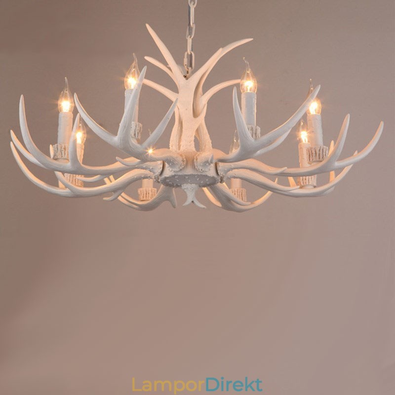 8 Ljusvit Rustik Konstnärlig Retro Antler Antik Ljuskrona