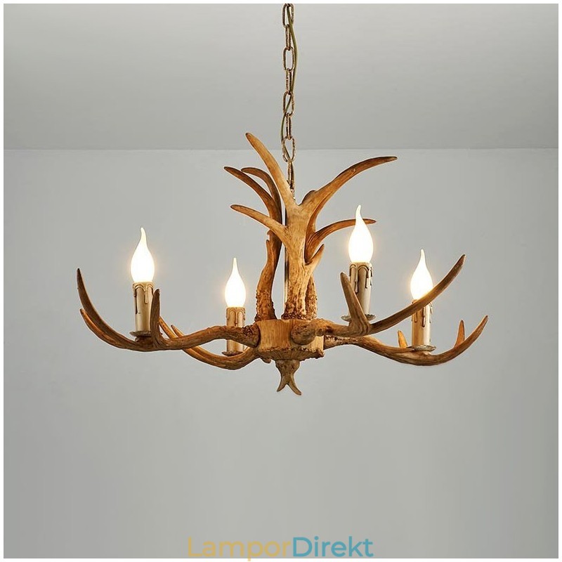 4 Ljus Rustik Konstnärlig Retro Antler Antik Ljuskrona