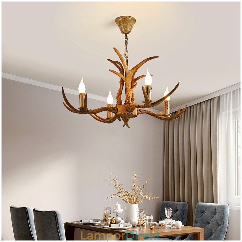 4 Ljus Rustik Konstnärlig Retro Antler Antik Ljuskrona