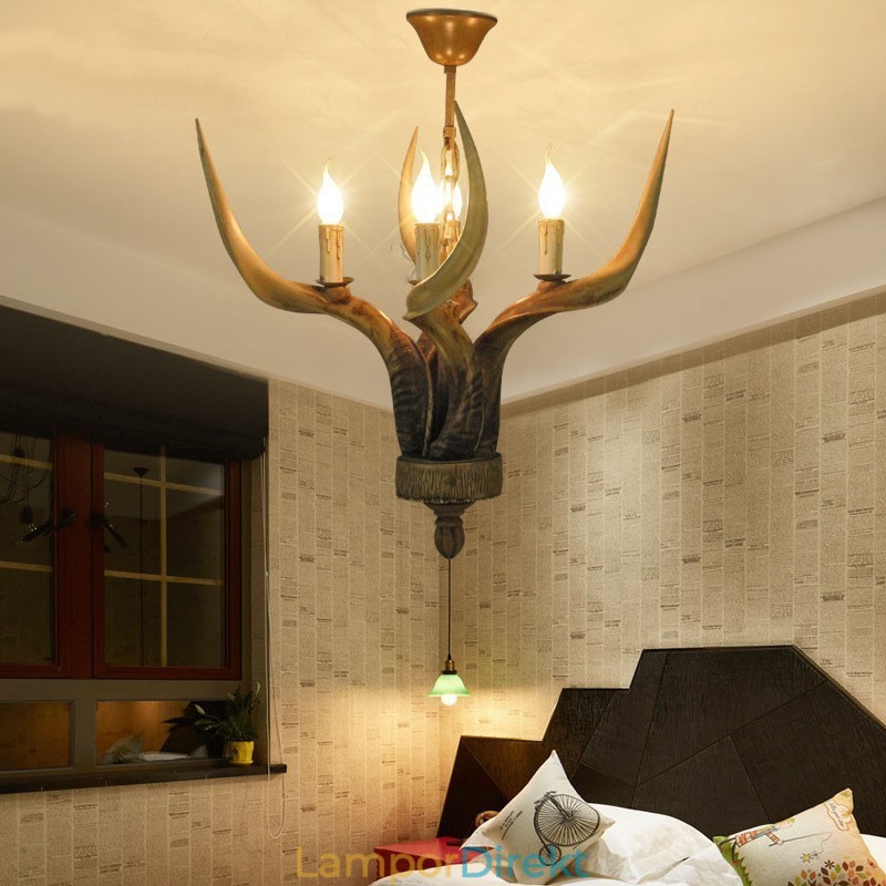 4 Ljus Rustik Konstnärlig Retro Antler Antik Ljuskrona