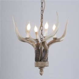4 Ljus Rustik Konstnärlig Retro Antler Antik Ljuskrona