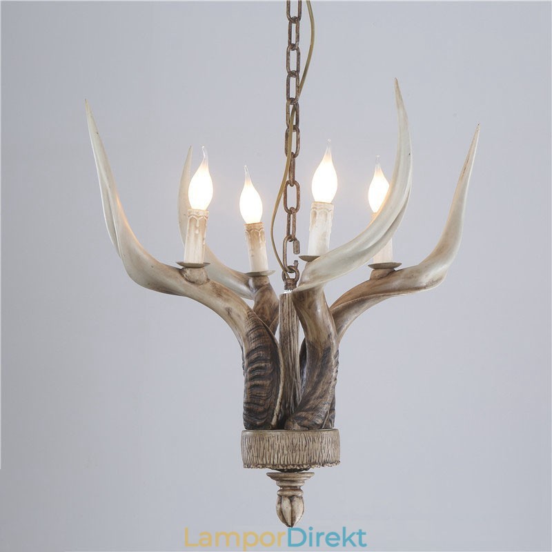 4 Ljus Rustik Konstnärlig Retro Antler Antik Ljuskrona