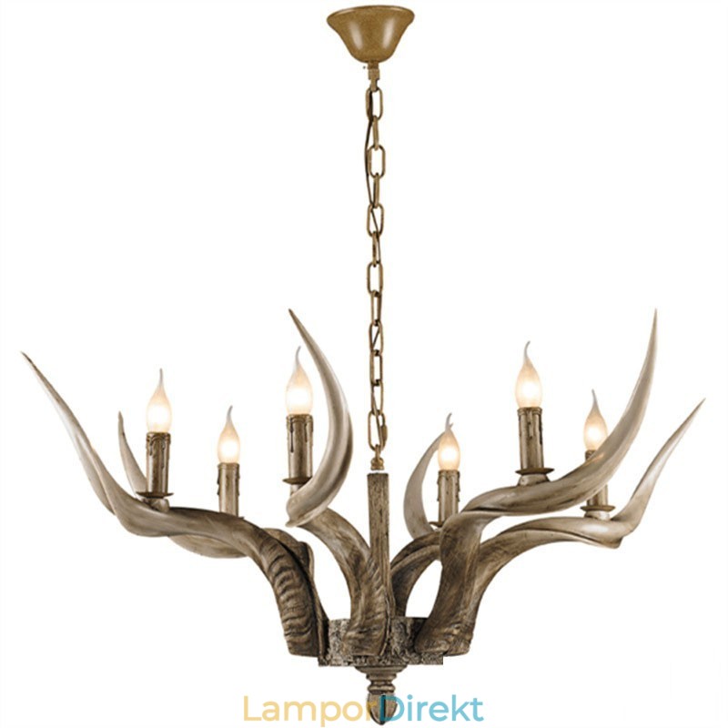 6 Ljus Rustik Konstnärlig Retro Antler Antik Ljuskrona