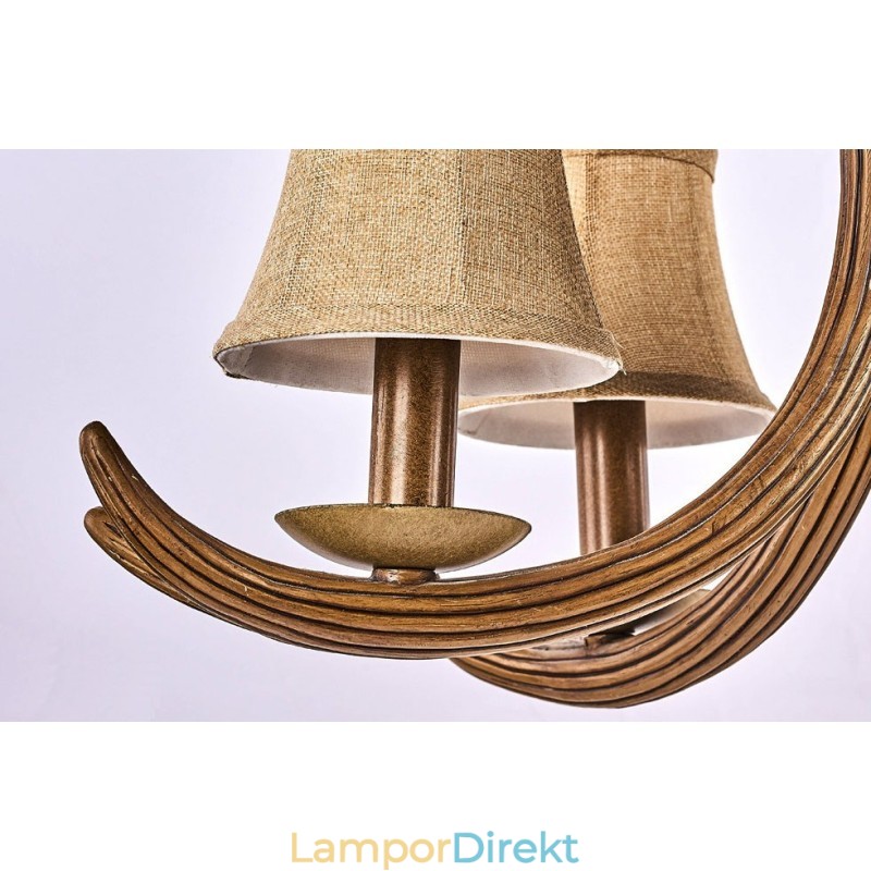 5 Ljus Rustik Konstnärlig Retro Horn Antik Ljuskrona Med Skärmar