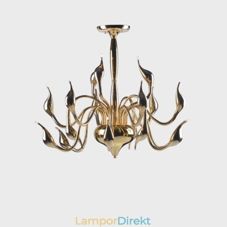 15 Ljus Guld Modern Och Modern Galvaniserad Metallkrona 15 Ljus Guld Modern Och Modern Galvaniserad Metallkrona
