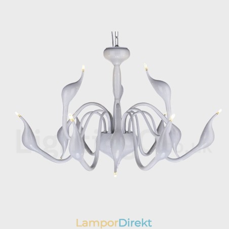 12 Ljus Modern Svan Vit Metall Ljuskrona Taklampa 12 Ljus Modern Svan Vit Metall Ljuskrona Taklampa