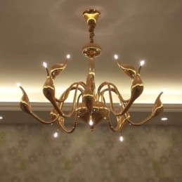12 Ljus Modern Svan Guld Metall Ljuskrona Taklampa