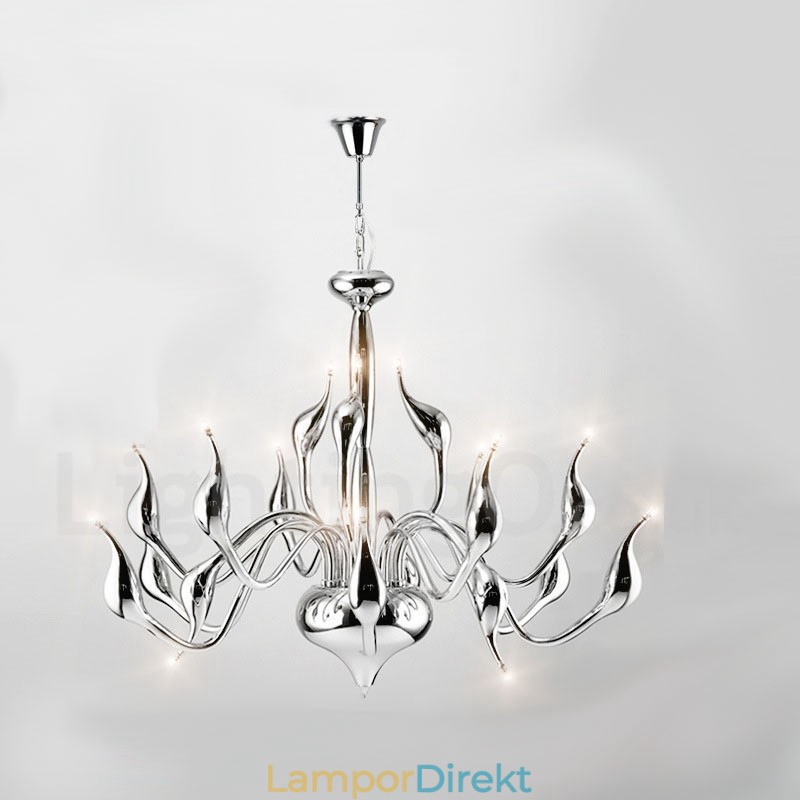 18 Ljus Rostfri Stolpe Modern Swan Ljuskrona Light G4 Chrome Finished