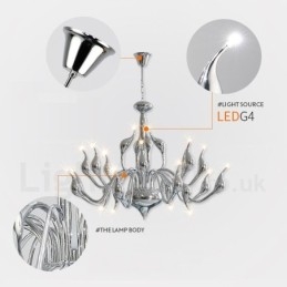 18 Ljus Rostfri Stolpe Modern Swan Ljuskrona Light G4 Chrome Finished
