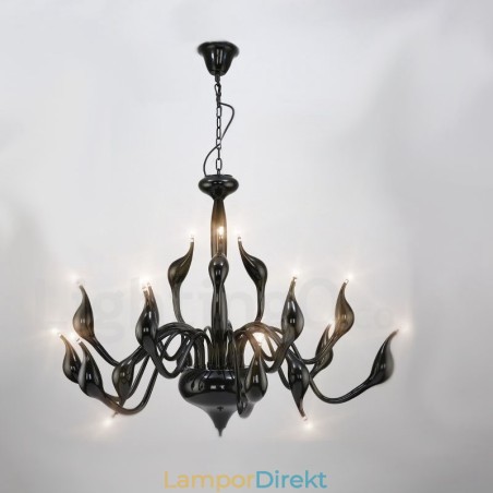 18 Lampor Rostfri Stolpe Modern Swan Ljuskrona Ljus G4 Svart Finish 18 Lampor Rostfri Stolpe Modern Swan Ljuskrona Ljus G4 Svart Finish