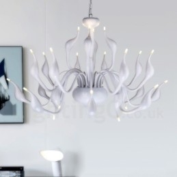 24 Lampor Modern Swan Ljuskrona Ljus G4 Vit Plätering